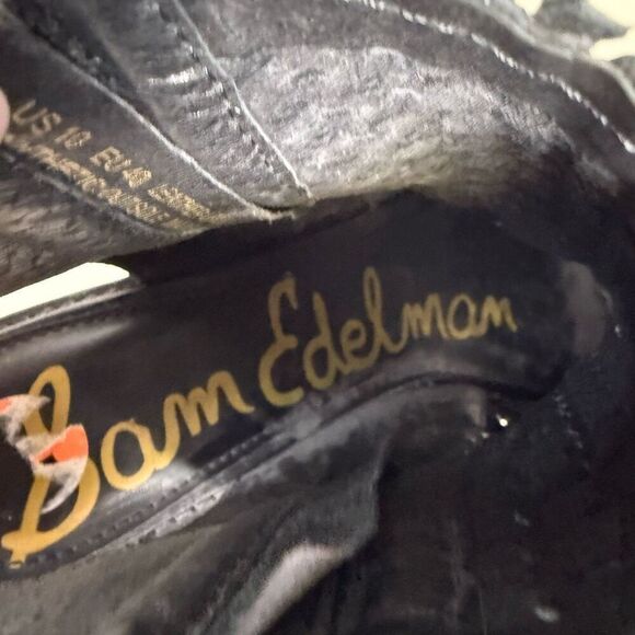 Sam Edelman Women's Size 10 Black Leather Brocade Caged Open Toe Heels Boots - Picture 4 of 8